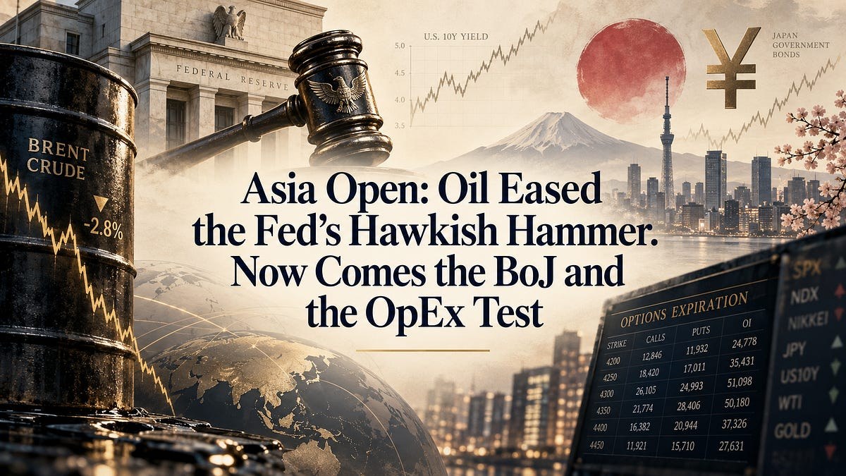Asia Open: Oil Eased the Fed’s Hawkish Hammer. Now Comes the BoJ and the OpEx Test
